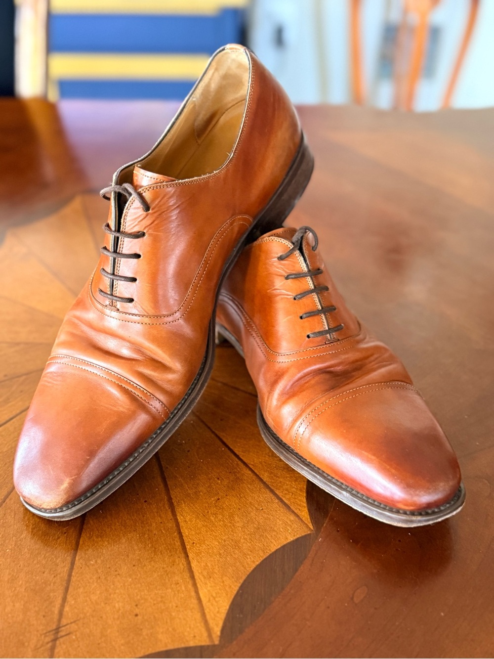 Magnanni Cognac Leather Oxford Dress Shoes